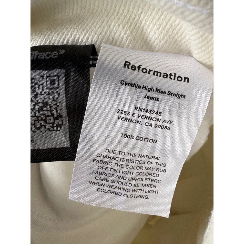 Reformation Cynthia High Rise Straight Jeans White 24 - Picture 6 of 8